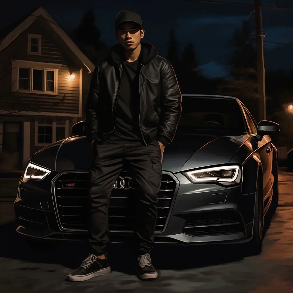 Christopher Dewan Christopher Dewan standing in front of his Daytona Gray Audi.